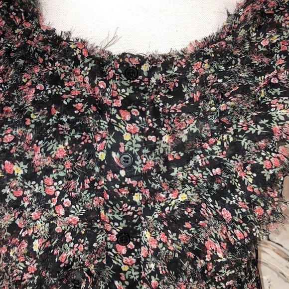 Twentyone Sheer Frayed Ruffle Feminine Dress Size Medium - Picture 3 of 9